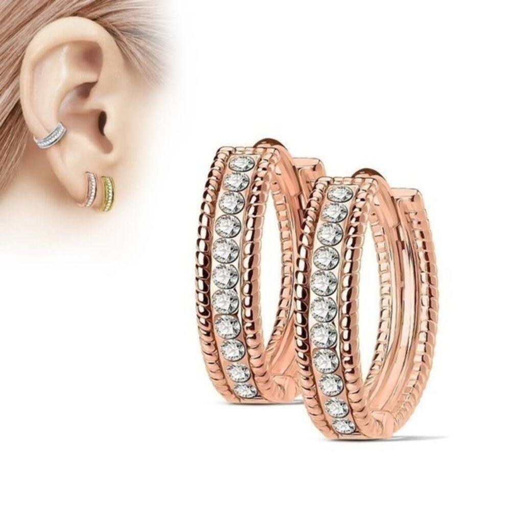 New stainless steel CZ hoop‎ earrings